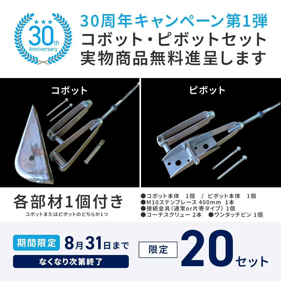 30周年記念キャンペーン　第1弾　コボット・ピボットセット実物商品無料進呈します