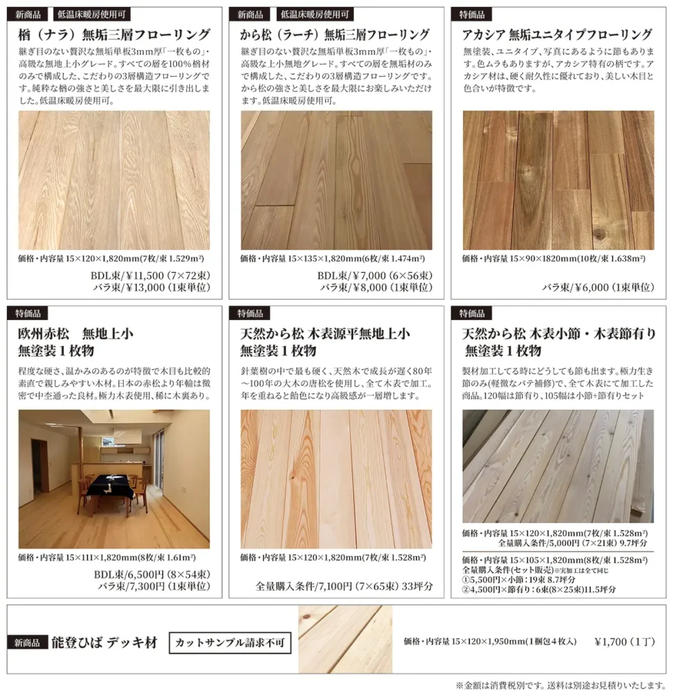MUKNETフローリング　新商品一覧